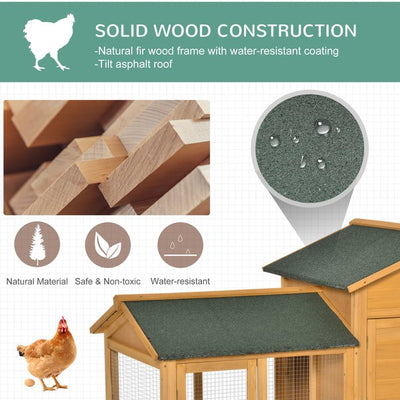 Deluxe 168cm Chicken Coop Small Animal Habitat Hen House W/ Run Nesting Box