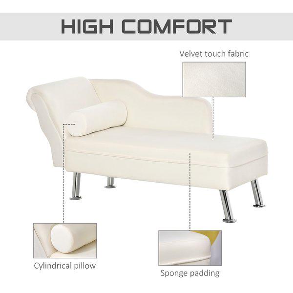 Deluxe Chaise Longue Designer Vintage Style Lounge Day Bed Retro Sofa W/ Cushion