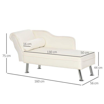 Deluxe Chaise Longue Designer Vintage Style Lounge Day Bed Retro Sofa W/ Cushion