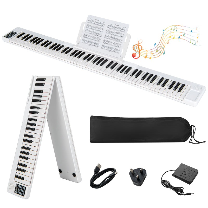 Piano digital plegable de 88 teclas para principiantes, niños y adultos, color blanco