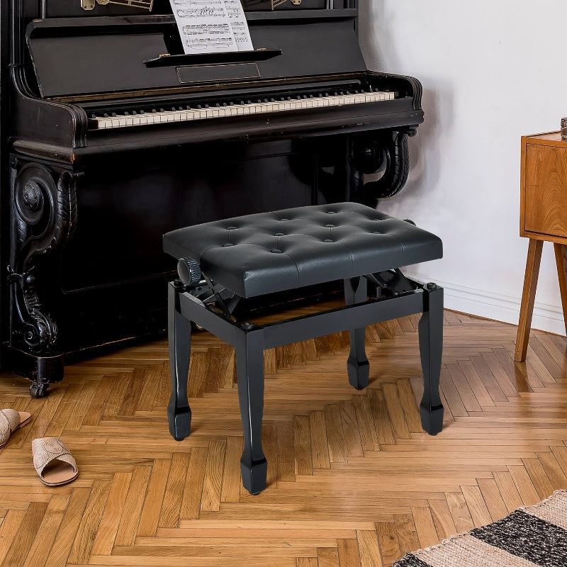 PU Leather Upholstered Piano Stool, White