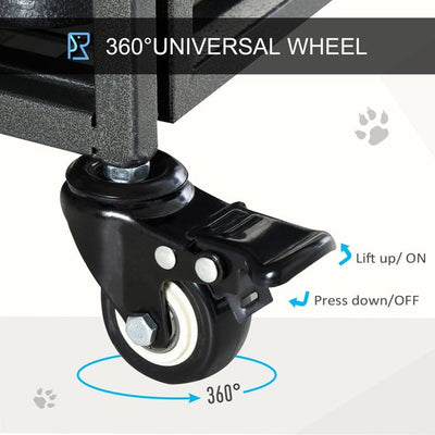 Dog Crates Foldable Indoor Kennel And Cage Pet Playpen W/ Tray Lockable Wheels