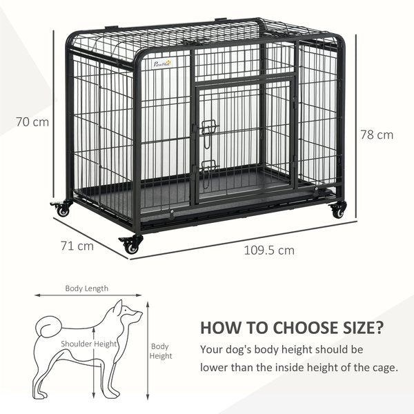 Dog Crates Foldable Indoor Kennel And Cage Pet Playpen W/ Tray Lockable Wheels Openable Top