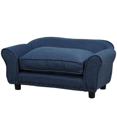 Dogs Elevated Plush Sponge Sofa Bed - Navy Blue