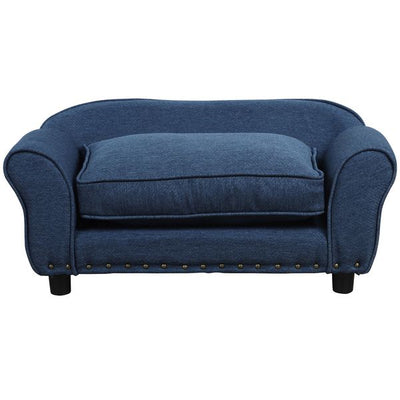 Dogs Elevated Plush Sponge Sofa Bed - Navy Blue