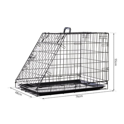 Dogs Metal Collapsible Medium Transport Crate W/ Removable Tray - Black