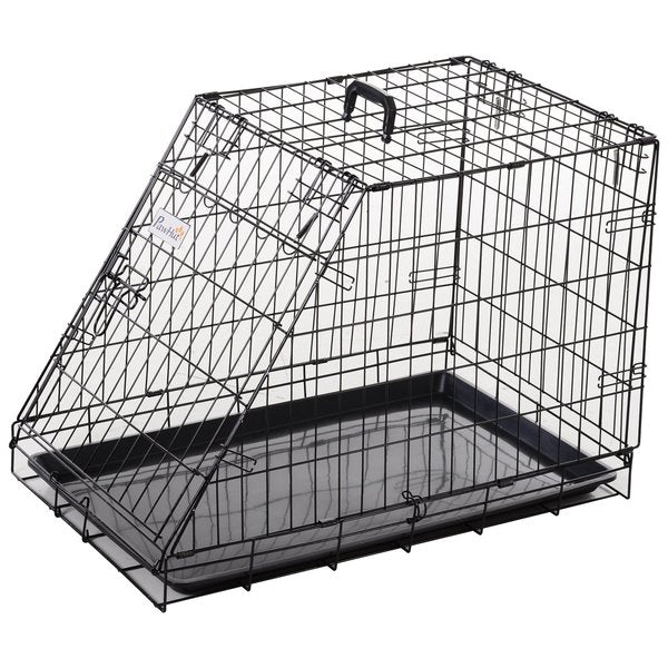 Dogs Metal Collapsible Medium Transport Crate W/ Removable Tray - Black