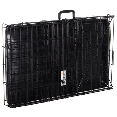 Dogs Metal Collapsible Medium Transport Crate W/ Removable Tray - Black