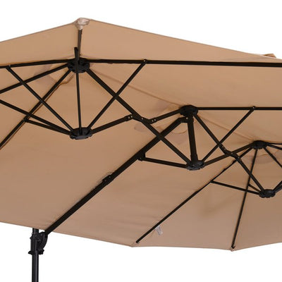 Double Canopy Umbrella Shade W/ Steel Pole 12 Ribs - Beige