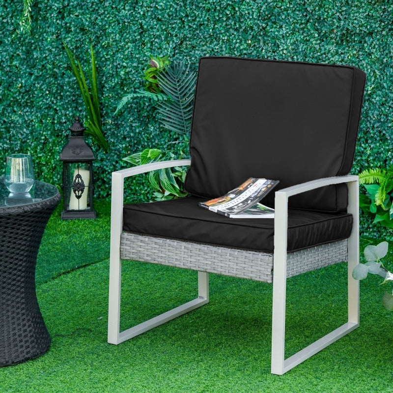 2 Piece Cushion 1 Seat 1 Back Pad For Rattan Sofa Chair-, Black