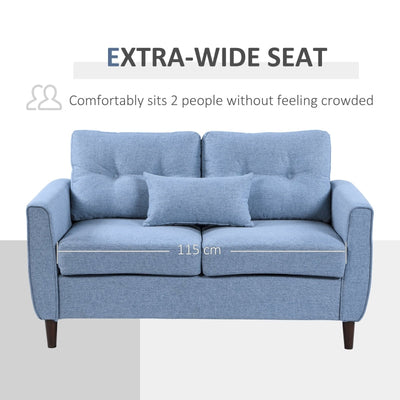 Two-Seater Sofa, With Pillow - Blue