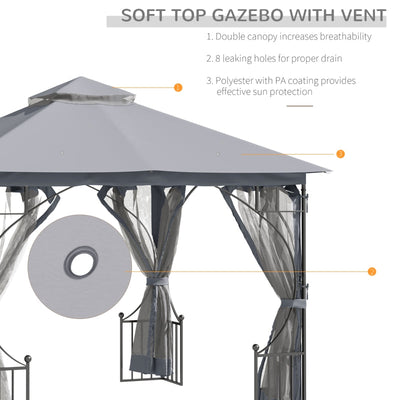 Garden Gazebo Patio Party Tent - Light Grey