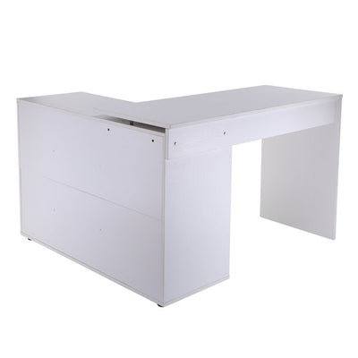 Dual-Use Adjustable L-Shaped Computer Desk - White