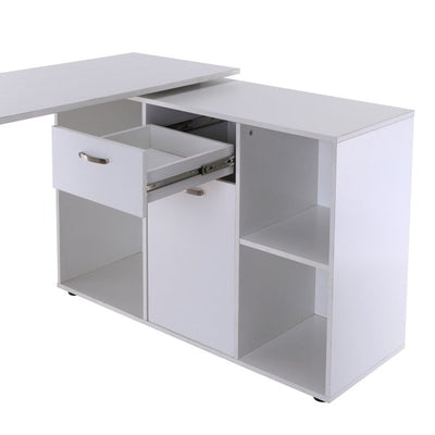 Dual-Use Adjustable L-Shaped Computer Desk - White