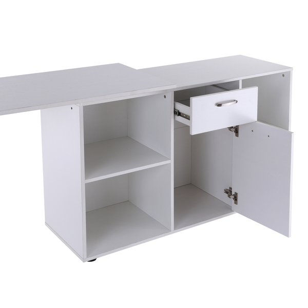 Dual-Use Adjustable L-Shaped Computer Desk - White