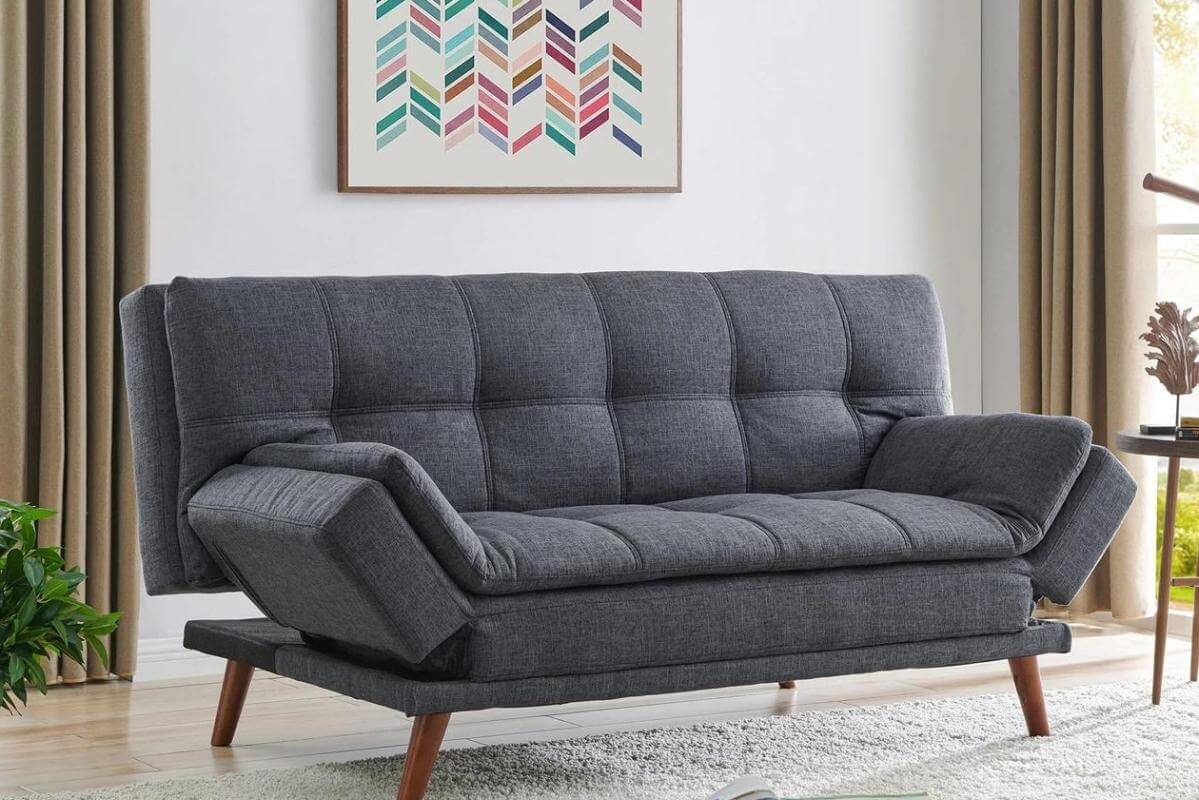 Grey futon with deals arms