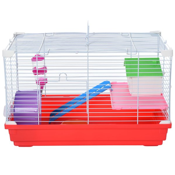 Dwarf Hamster Metal Cage W/ Tunnels - Red