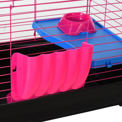 Dwarf Hamster Metal Cage W/ Tunnels - Pink