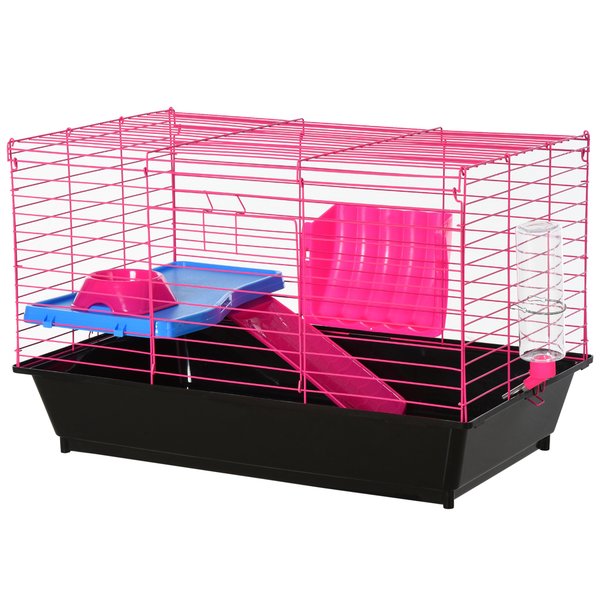 Dwarf Hamster Metal Cage W/ Tunnels - Pink