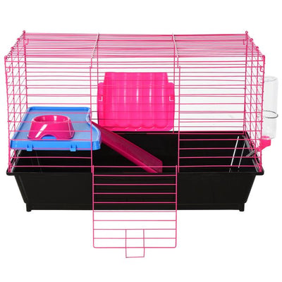 Dwarf Hamster Metal Cage W/ Tunnels - Pink