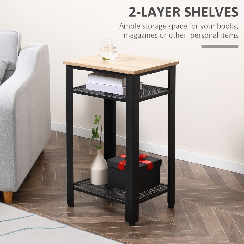 Industrial-Style Boxy Side Table 3 Layer 2 Shelves Storage Display