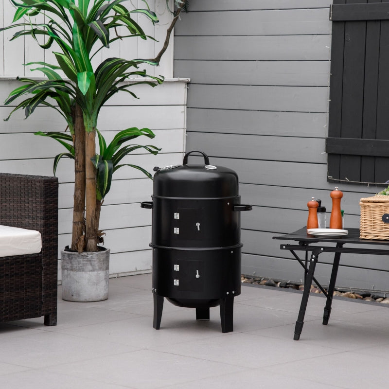 3-in-1 Smoker, Charcoal Barbecue Grill