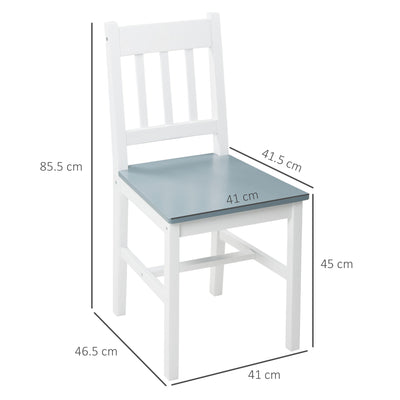 HOMCOM Dining Chairs Set of 4, Kitchen Chair with Slat Back, Pine Wood Structure for Living Room and Dining Room, White