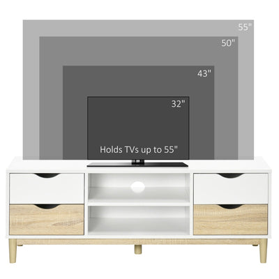 Modern TV Stand, With Storage - White/Wood-Effect