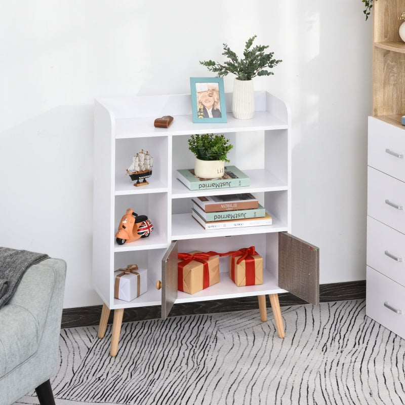 Multi-Shelf Modern Bookcase Freestanding Storage  White