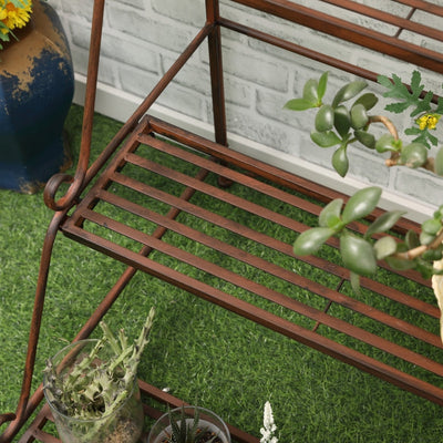 Soporte para plantas de metal estilo escalera de 3 niveles 