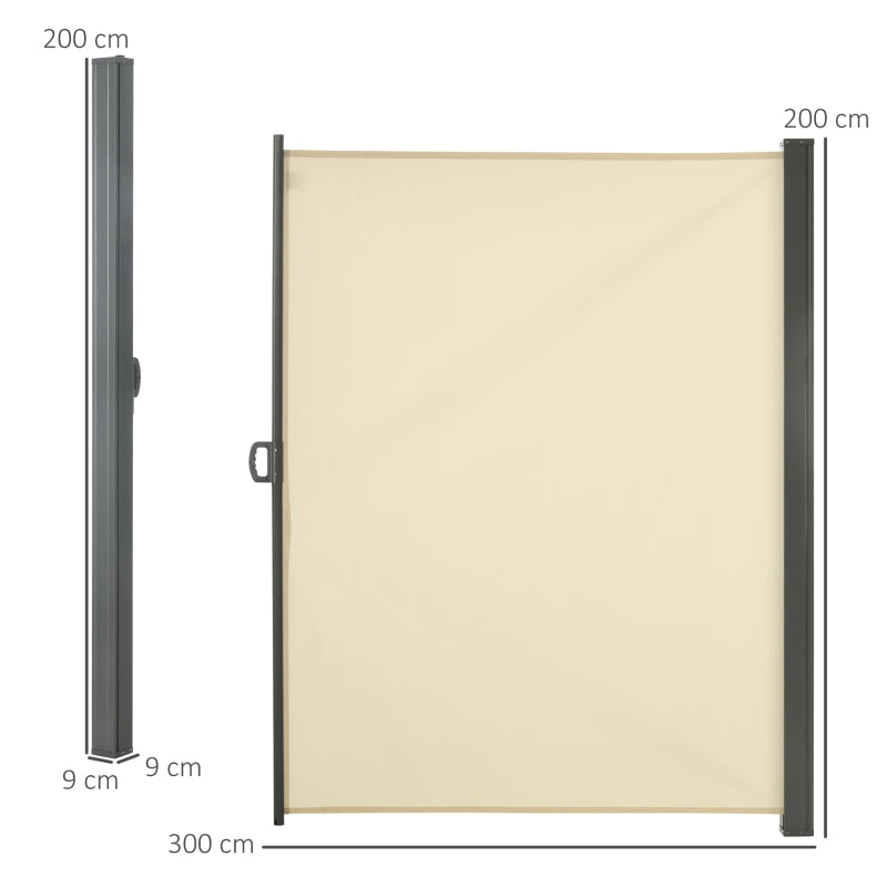 Retractable Side Awning Screen Fence Patio Garden Wall Balcony - Cream