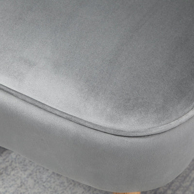 Velvet-Feel Tub Chair And Footstool - Grey