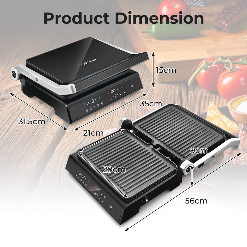 3 in 1 Indoor Grill with 180-degree Opening Design and 5 Auto Cooking Modes