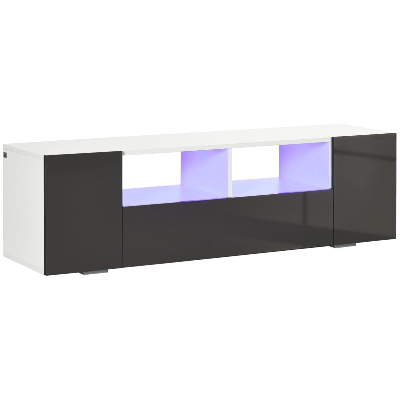 Modern TV Stand Unit For TVs Up To 60 With LED Lights, Grey