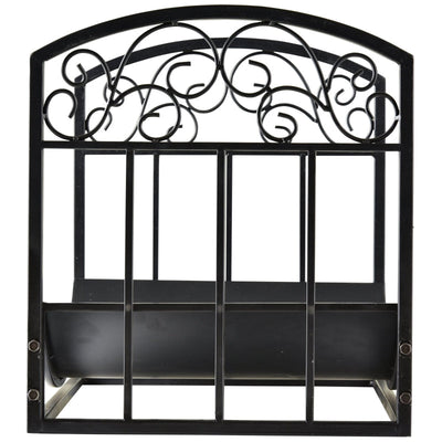 Outsunny Iron Arched Log Rack Black