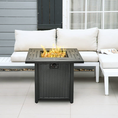 Square Propane Gas Fire Pit Table, Black