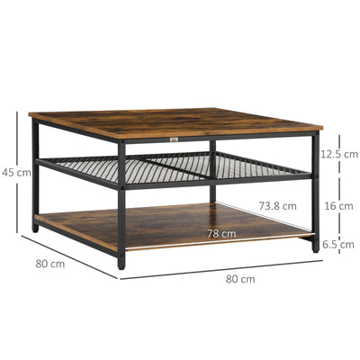 Industrial Coffee Table, Square Cocktail