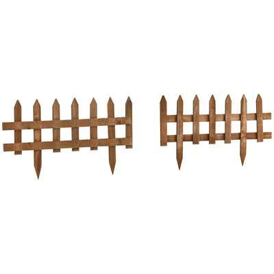 Pack Of 12 Wooden Border Fences, Brown