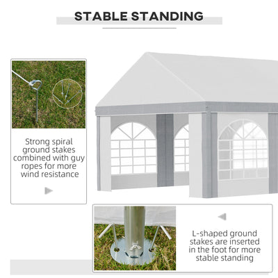 Carpa galvanizada para fiestas Outsunny de 8 x 4 m, cenador con laterales, ocho ventanas y puertas dobles, para fiestas, bodas y eventos