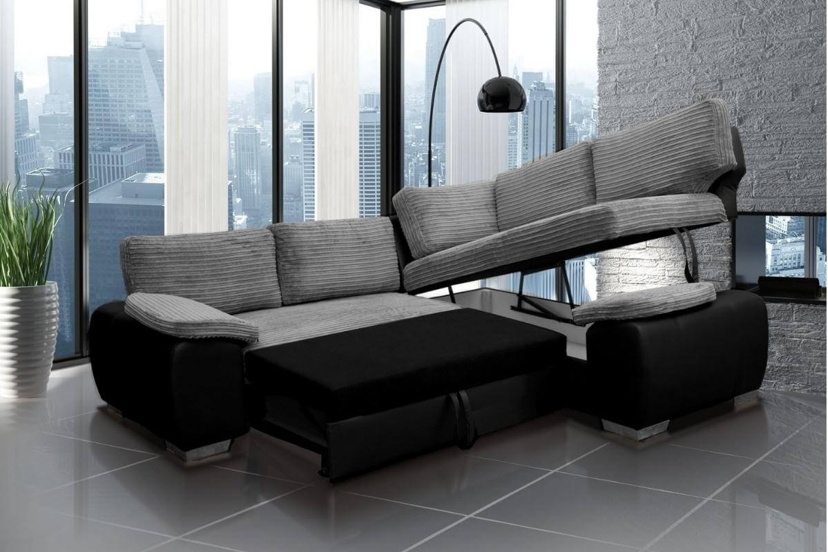 Fabric corner sofa bed with storage deals