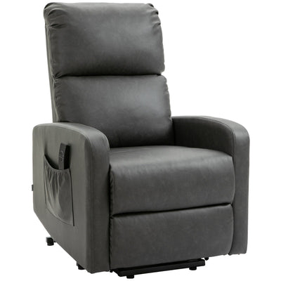 Linen-Look Electric Lift Recliner Chair - Grey