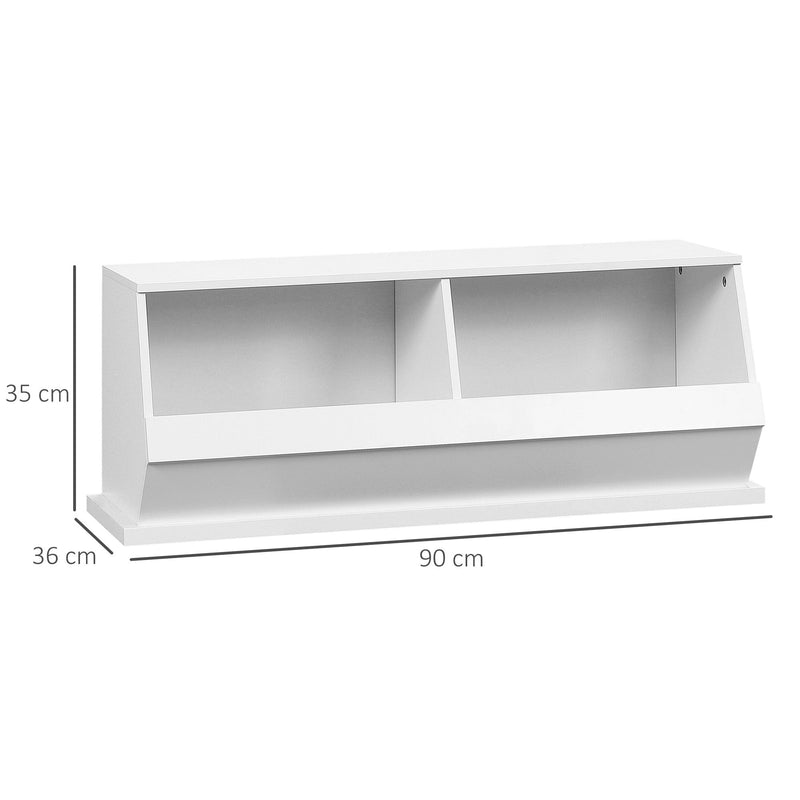 HOMCOM 2 Cube Storage Unit Display Storage Cabinet with 2 Compartments for Living Room Closet Bedroom Play Room White