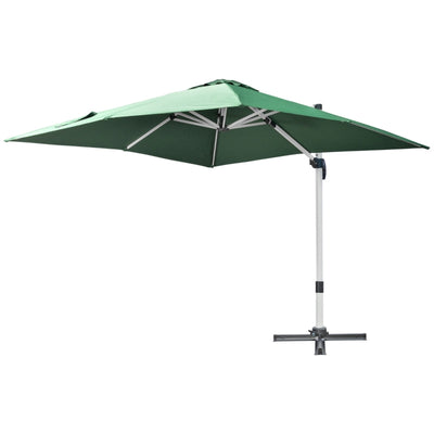 Square Garden Umbrella With Cross Base- Green