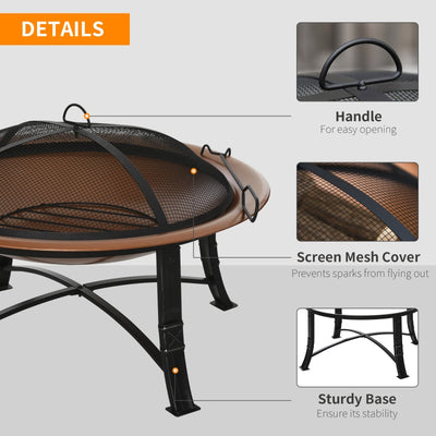 76cm Metal Large Firepit Bowl - Bronze