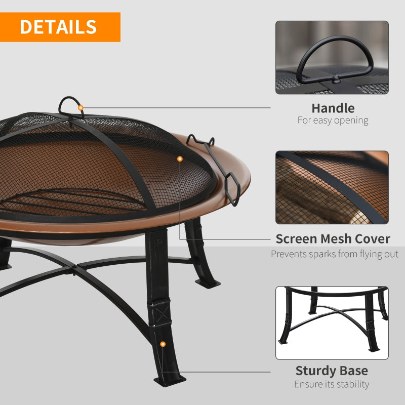 76cm Metal Large Firepit Bowl - Bronze