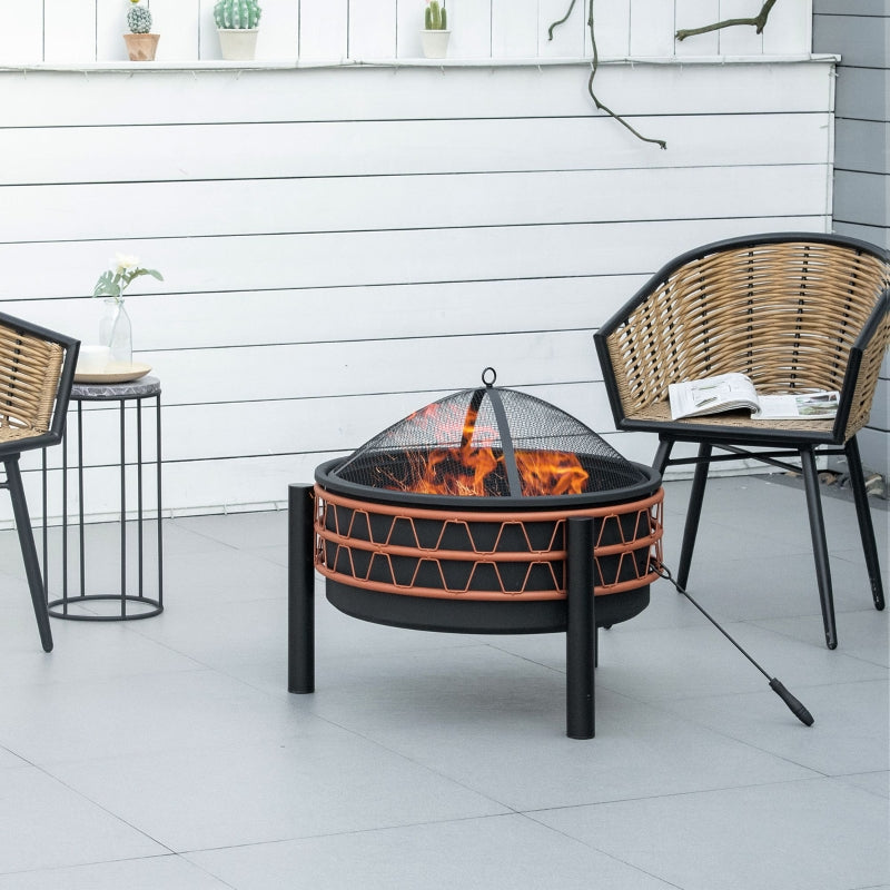 61cm Outdoor Fire Pit, Black