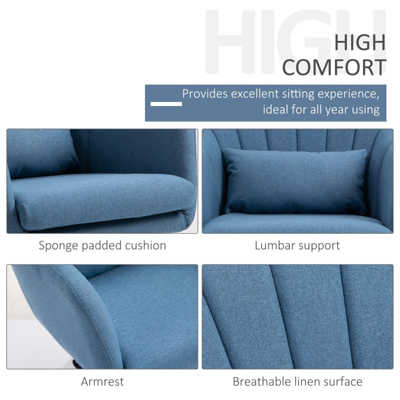 Swivel Base Accent Chair, With Pillow - Blue