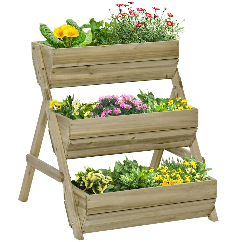 3 Tier Raised Garden Bed Wooden Elevated Planter Grow Box