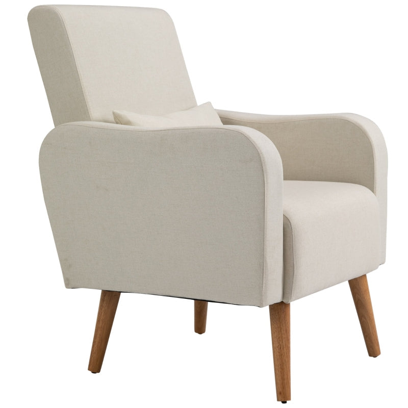 Accent Chair, Linen-Touch Armchair, Cream