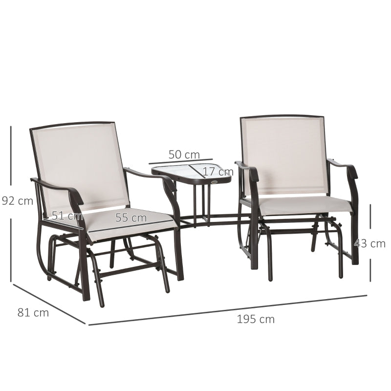 Garden Double Glider Rocking Chairs - Beige